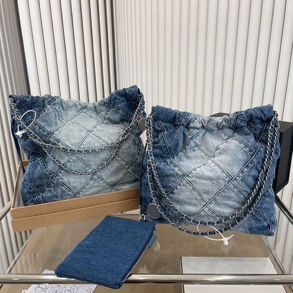 Tasarımcı Çantası Denim Alışveriş Çantası Tote Sırt Çantası Seyahat Tasarımcı Kadın Sling Vücut Gümüş Zincir Gabrie2707