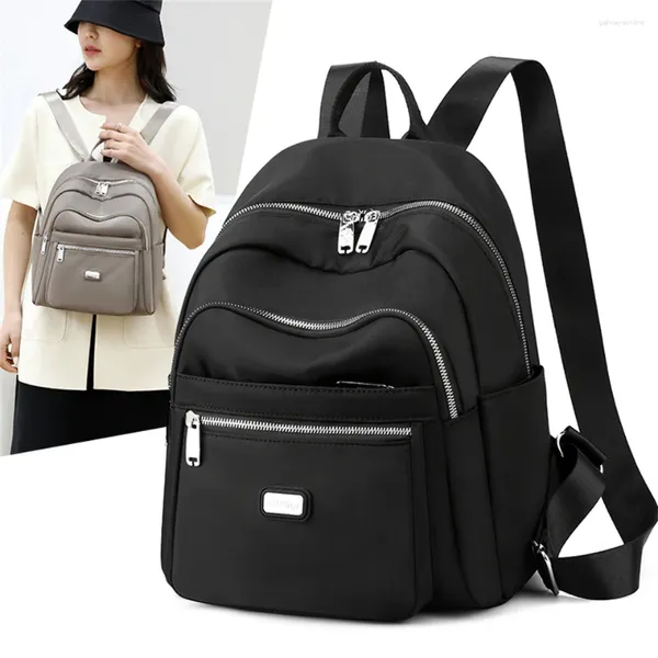 Sacos escolares Moda Mulheres Nylon Mochilas Vintage Alta Capacidade para Adolescente 2024 Designer Casual Travel Book Sac