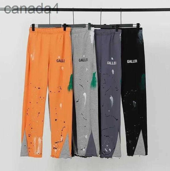 Designer Moda Mens Jeans Calças Galerias Sweatpants Dept Speckled Carta Imprimir Mulheres Casal Solto Versátil Casual Reta Laranja Cinza Preto I1R9