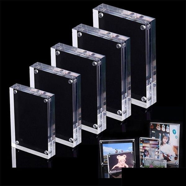 Rahmen Ankunft Double-Faced Clear Crystal P O Rahmen Schreibtisch Set Acryl Magnet Bild Teile Verwenden Magnetische 201212 Drop Lieferung Hause Gar Dhz1E