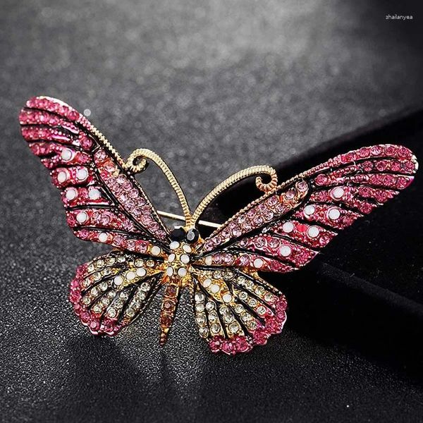 Broches bonito rosa borboleta broche jóias para mulheres esmalte corsage moda feminina marca buquê de casamento cachecol pinos