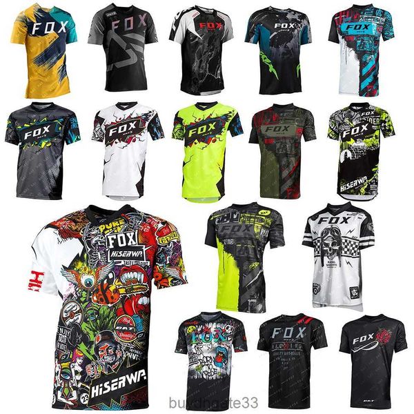 MDQH Camisetas masculinas Camiseta de motocross Mangas curtas Bat Fox Downhill Jersey Off Road Motocicleta Ciclismo Maillot Ciclista