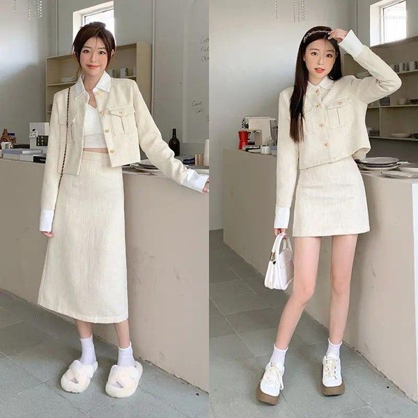 Abito a due pezzi UNXX Set in due pezzi stile coreano Drama Chic Milk Series Outfit per un look sofisticato ed elegante in primavera-autunno