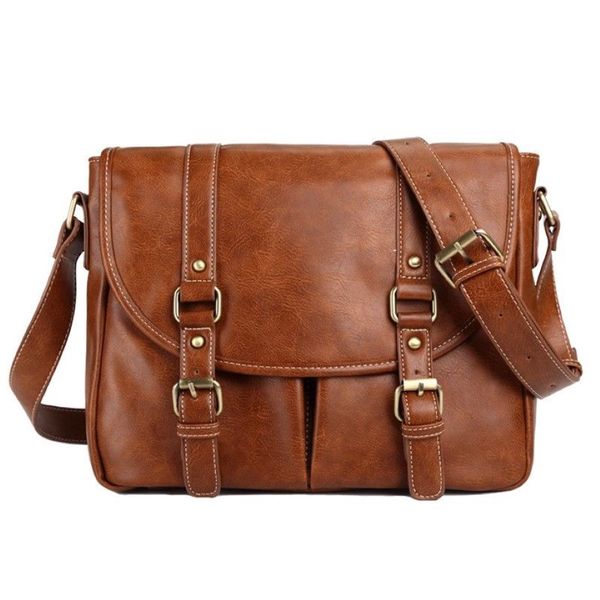 Aktentaschen Retro Männer Tote Solide Kunstleder Aktentasche Umhängetasche Messenger CrossBody Business Taschen For275i