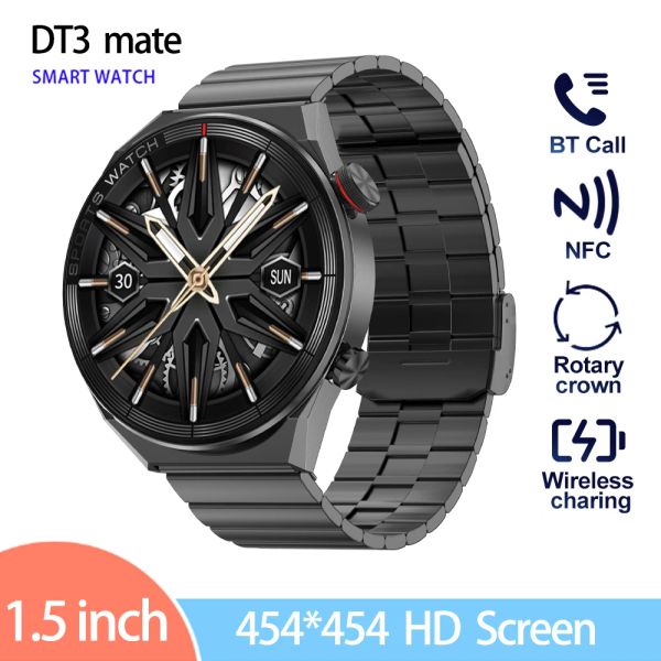 Часы DT3 Mate Смарт-часы для мужчин Часы Цифровые NFC Bluetooth Вызов Smartwatch Женские наручные часы GPS-трекер Фитнес-браслет Часы