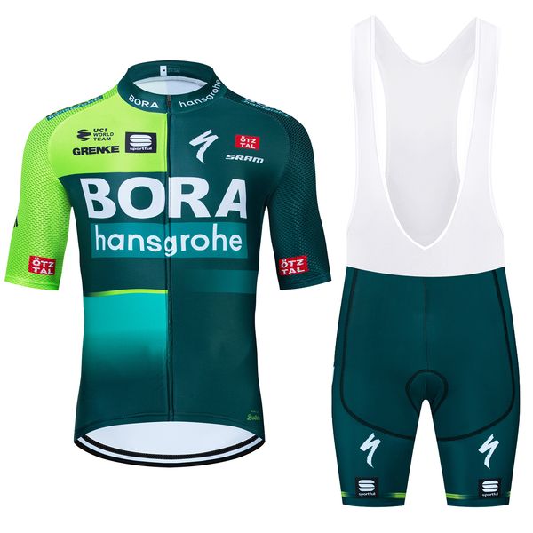 2024 Bora Bisiklet Jersey Önlükleri Kısa Takım Erkek Kadınlar BAE TAKIM YOL BİSİK HIZLI KURU PRO PICLISMO Bisiklet MAILLOT JERSEY 20D BIBS Pants Giyim