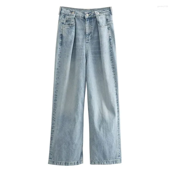 Jeans da donna Elmsk American Vintage High Street lavato Harem Mommy Pieghettato Azzurro Fidanzato Donne rilassate