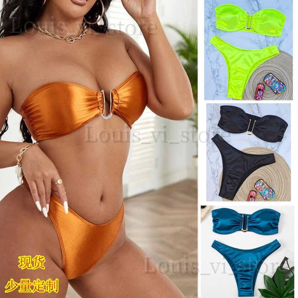 Roupa de banho feminina 2023 novo maiô sexy em forma de u v-ferro maiô biquíni feminino t240222