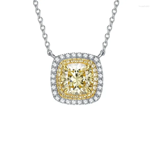 Pendants Shop 2024 Yellow Diamond 8 Fat Square Electric Divided Gold Necklace Deluxe Micro Set Pendant