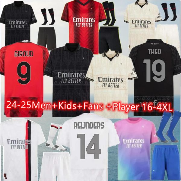 24-25 Fußballtrikot IBRAHIMOVIC Koche AC GIROUD MILANS GIROUD R.LEAO BENNACER BRAHIM Theo ROMAGNOLI FLORENZI TONALI REBIC 2024 2025 Fußballtrikot Maillot Erwachsene Kinder