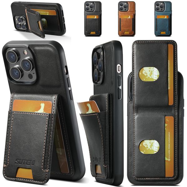 Business Magnetic Flip Phone Case für iPhone 15 Plus 14 13 12 Pro Max Google Pixel 8 8Pro 8A 7 7Pro 7A 6 6A 6Pro Mehrere Kartenfächer Leder Wallet Kickstand Back Shell