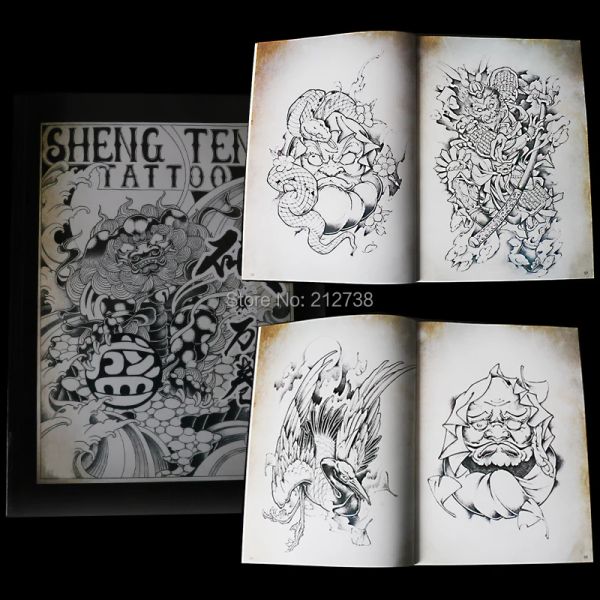 Zubehör Neueste Tattoos Abgebildet von God Monkey Dragon Snakelike Worship Crane Full Back Flower Arm Traditional Pattern Tattoo Book A4