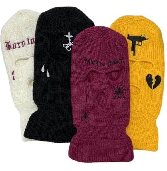 Máscara facial de acrílico integral personalizada preta branca amarela chapéu gorro de malha 3 buracos máscara de esqui balaclava51908387063714