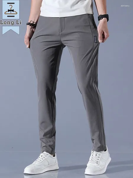 Мужские брюки, 2024, летние, из ледяного шелка, повседневные, прямые, свободные, эластичные, тонкие, быстросохнущие, молодежные, спортивные, дышащие