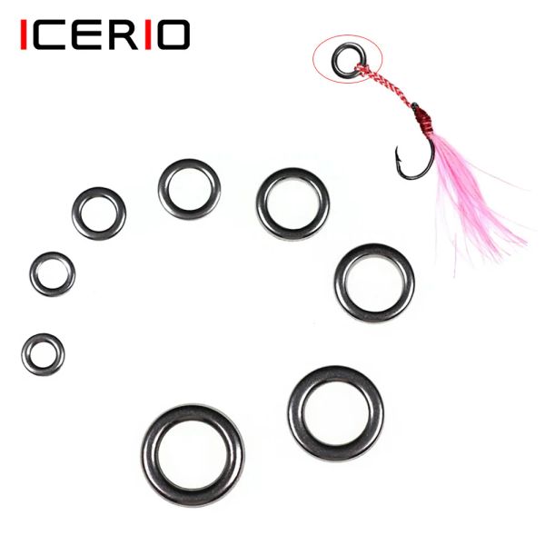 Araçlar icerio100pcs Yüksek mukavemetli 304 paslanmaz çelik balıkçılık katı halka jigging balıkçılık aksesuarları jig lure konektörü salterwater