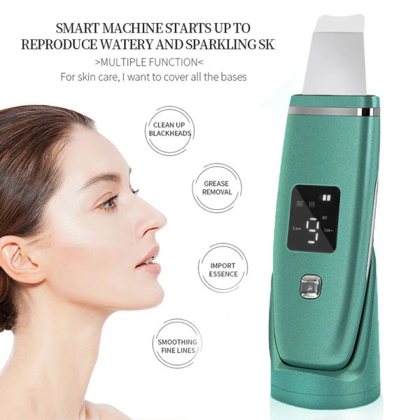 Espátula facial ultrassônica para purificação da pele, limpador facial, levantamento de acne, removedor de cravos, escova de limpeza de beleza, nano vaporizador facial