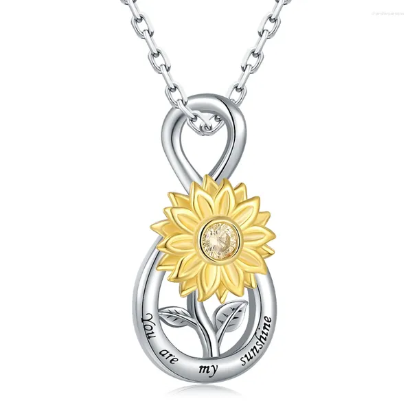 Anhänger 925 Sterling Silber Infinity Spinner Sonnenblume Anhänger Halskette Schmuck Geburtstag Muttertag Geschenk für Frauen Mädchen Mutter Tochter