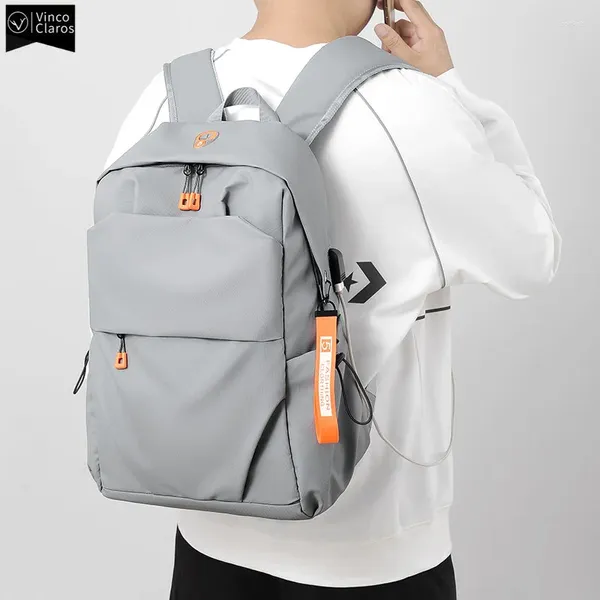 Рюкзак VC Simple Trend Designer Мужская легкая сумка для ноутбука Мужская водонепроницаемая зарядка через USB Деловые молодежные путешествия