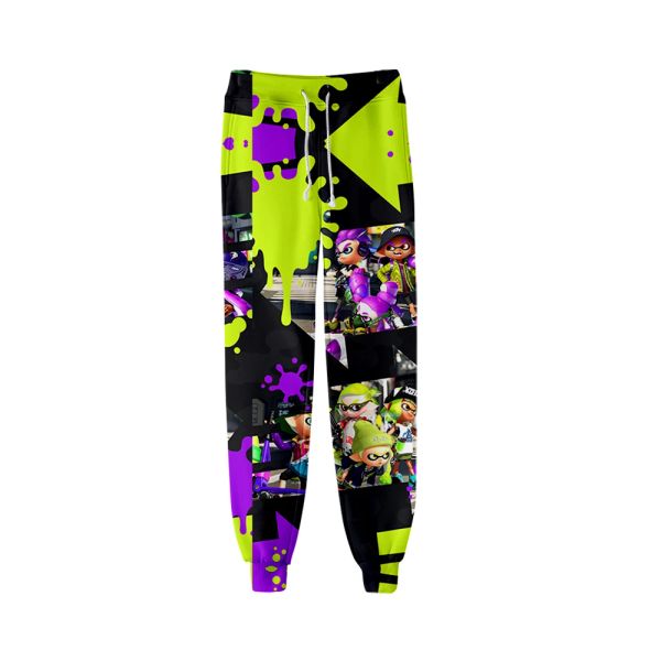 Calças jogo splatoon 3 calças de suor 3d joggers calças casuais masculino/feminino hip hop sweatpants pantalon homme streetwear