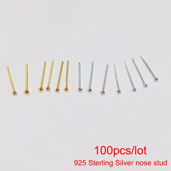 Jóias 100 pçs/lote 1.2mm 925 prata esterlina pequena bola nariz studs minúsculo nariz anel 24g nez piercing corpo jóias