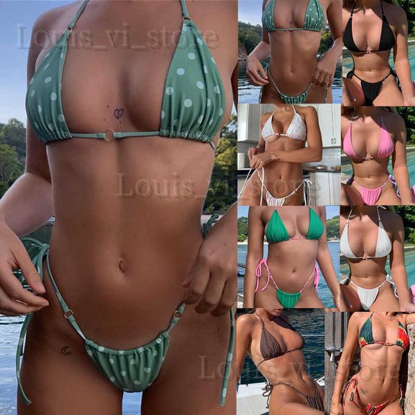 Damen-Bademode Pengxiang 2021 neuer Badeanzug-Bikini, sexy Dreieck, weiche Tasche mit Kordelzug, Bikini-Damen-Badeanzug 2136 T240222