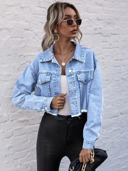 Damenjacken Frühling Herbst Frau Denim Mäntel europäischen Stil Jeans weibliche blaue Jacke