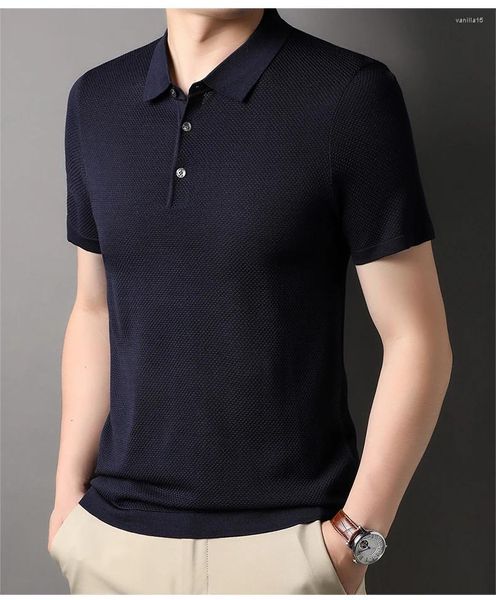 Polo da uomo di alta qualità jacquard estate designer di marca polo da uomo manica corta casual tinta unita senza logo top moda vestiti