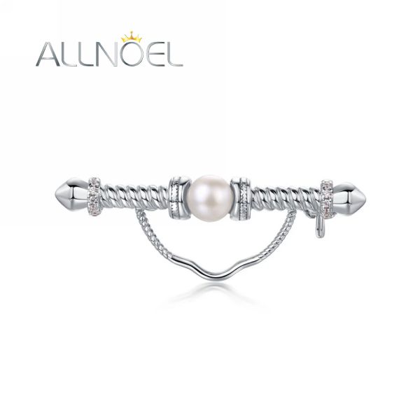 Takı Allnoel 925 STERLING Gümüş Özel Takım Pin Broş Kadınlar Doğal 5mm İnci Narin Düğün Hediyeleri Diy Takı Yapımı