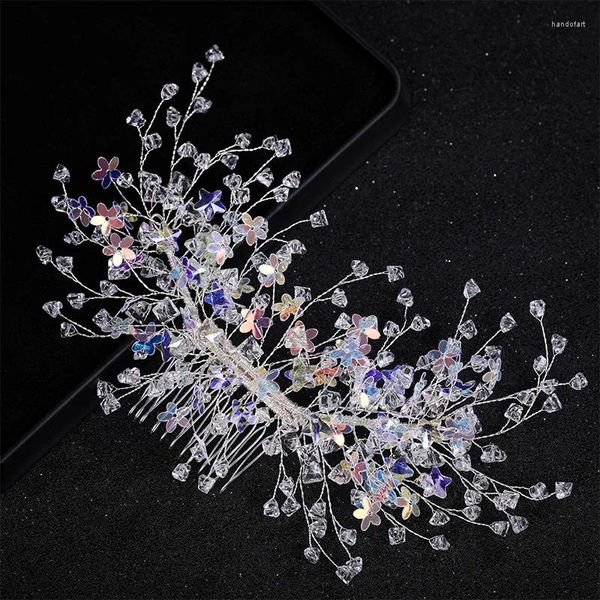 Grampos de cabelo noiva fada headwear casamento acessórios tecidos à mão artesanal cristal pente estilo nupcial gypsophila