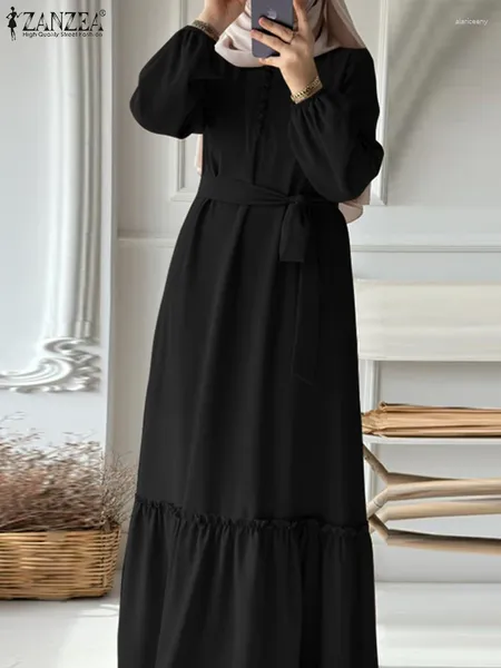 Roupas étnicas Zanzea Ramadan Turquia Robe Eid Mubarek Abaya Muçulmano Moda Vestidos Mulheres Manga Longa Sundress Vintage Kaftan Islâmico