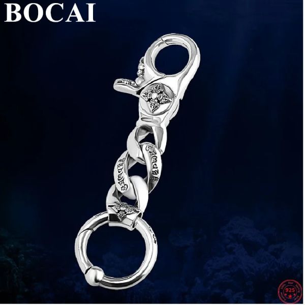 Ювелирные изделия BOCAI S925, подвески из стерлингового серебра для мужчин и женщин, новая мода, ваджрный пестик, шестисложная мантра, брелки, ювелирные изделия, бесплатная доставка