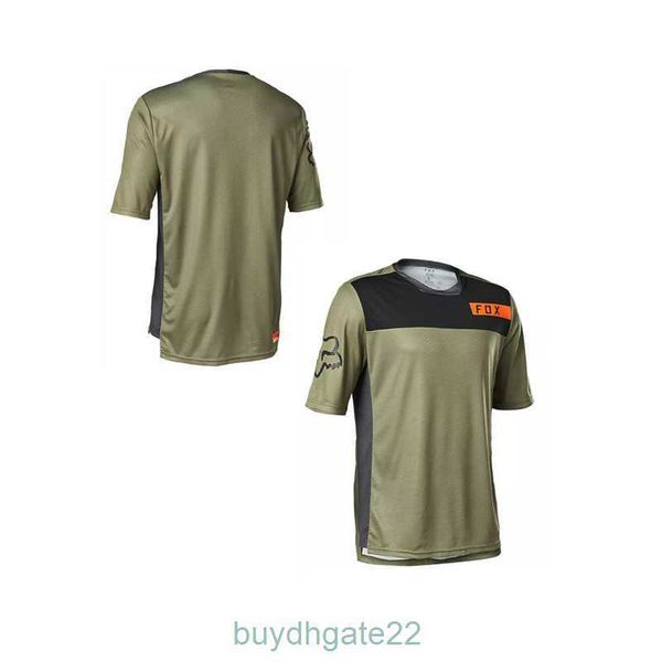 Camisetas masculinas verão raposa esportes ao ar livre bicicleta fora da estrada velocidade seca respirável em torno do pescoço manga curta camisa de ciclismo fks1