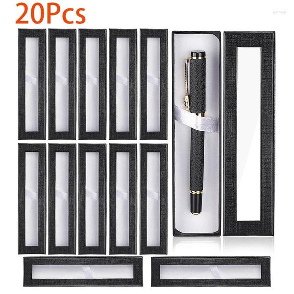 20pcs caixa de presente de caneta vazia com tampa transparente caixa de papelão preta embalagem joias relógios display