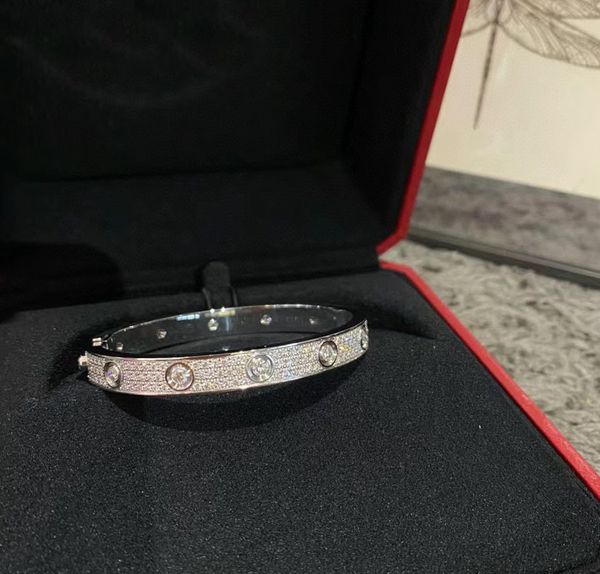 V Altın Malzeme Lüks Kalite Charm Band 18K Gül Altın ve Gümüş Renk Kaplamasında Tüm Işıltılı Elmaslar Tasarım PS3759A Damga Kutusu Var