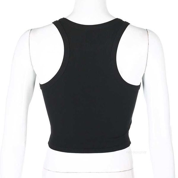 Дизайнерские летние женские футболки, укороченный топ, сексуальный дизайнерский бренд, спортивные плечи, черно-белая майка, повседневные футболки без рукавов с открытой спиной, дизайнерGDS5