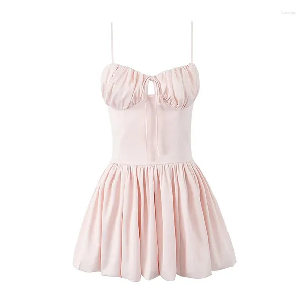 Abiti casual YENKYE Mini abito da principessa rosa Abito da compleanno per donna estivo senza maniche sexy in stile corsetto