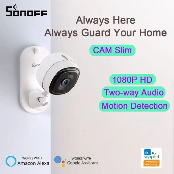 Steuern Sie die SONOFF CAM Slim Smart-Überwachungskamera, WiFi, 1080P, Heimmonitor, Zwei-Wege-Audio, Bewegungserkennung, Unterstützung für Szenenverknüpfungsalarm