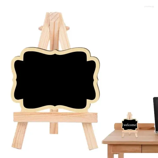 Estatuetas decorativas quadro-negro sinal de mesa de madeira com base stands vintage mini sinais de mesa pequeno