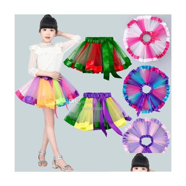 Saias 12 cores bebê meninas tutu vestido doce arco-íris cor tle princesa renda crianças feriados festa cosplay dança ballet tutus drop del dhhaw