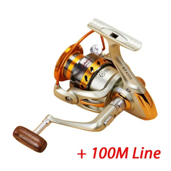 Bobinas Yumoshi EF Spinning Fishing Reel 5.5:1 12BB Metal Handle Isca Fundição Engrenagem Engrenagem Pesca Mar Rio Oceano Baixo Truta + Presente