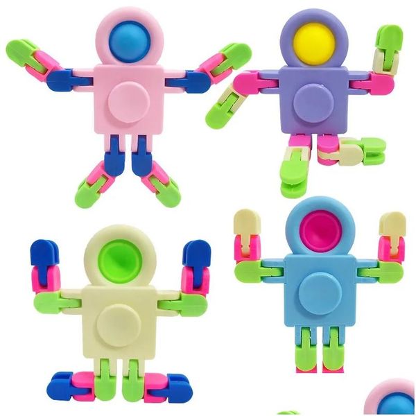Декомпрессионная игрушка Пальцевые игрушки Пузыри Астронавты Цепь Деформация Гироскоп Детский Меха Механический Универсальный Вращающийся Робот Падение D Dhvs0