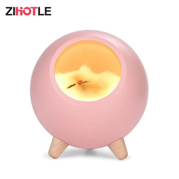 Altoparlanti ZIHOTLE Cute Cat Altoparlante Bluetooth Creativo LED Luce notturna Musica Luce notturna Ricaricabile con rilevamento del tocco Lampada da comodino