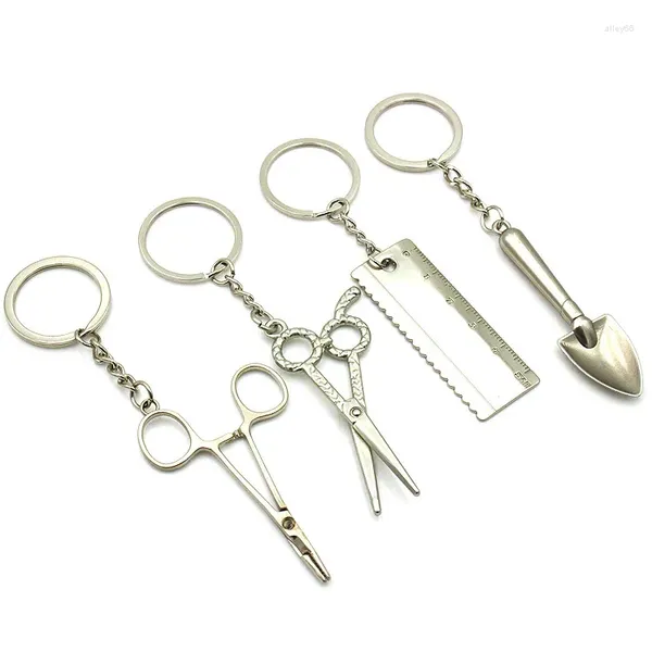 Брелки для ключей, ножницы, металлический брелок для ключей, ювелирные изделия, античный цвет Golc, бронзовые, посеребренные, швейные ножницы