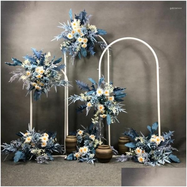 Decoração de festa adereços de casamento arco branco palco quadro de ferro flor artificial suporte decorativo balão customizável drop del dhylf