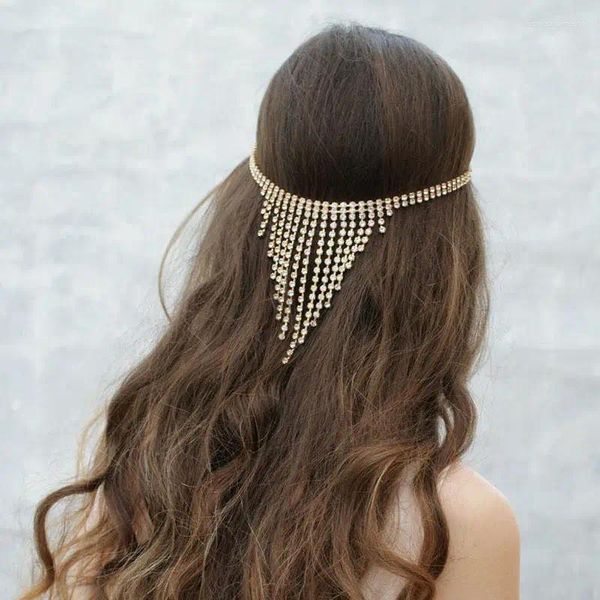 Grampos de cabelo vendendo moda strass cristal longo borla acessórios noiva casamento headdress feminino atacado