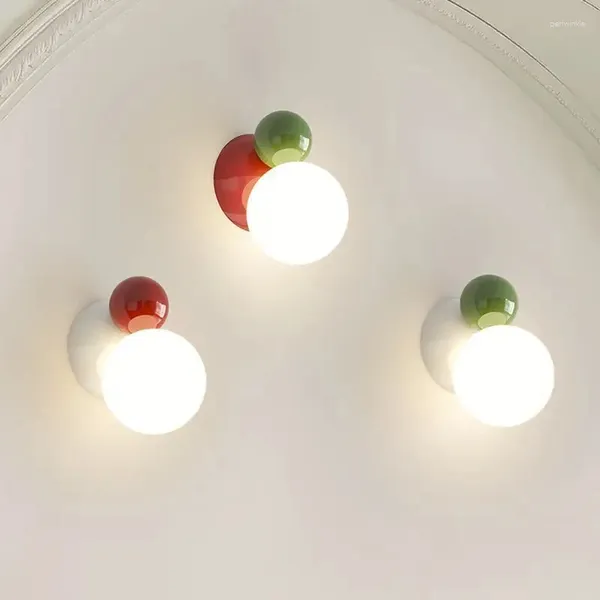 Lâmpada de parede linda luz led vermelho verde branco metal crianças quarto lâmpadas salão escritório corredor escadas arandela bola acrílica