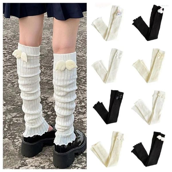 Mulheres meias asa arco kawaii estilo japonês malha capa meias longas harajuku senhora