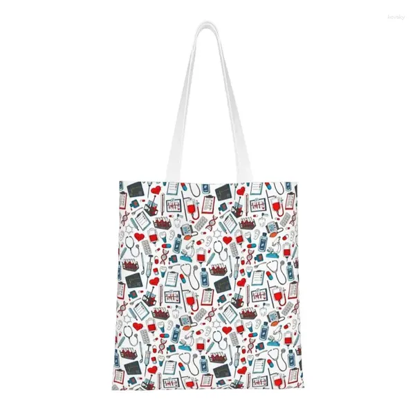 Einkaufstaschen, Notfall-Pflegebedarf, Muster, Lebensmittel, individuell bedruckter Canvas-Shopper, Schultertasche, Muster-Handtasche