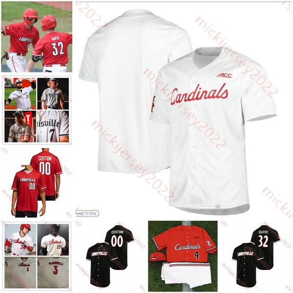 Camisa de beisebol de Louisville Mark Jurich Chris Cates Ron Braun Ryan McKinnon B Rosenberg Justin Valdes Mike Tisdale Brian Halford Camisa personalizada do Louisville Cardinals