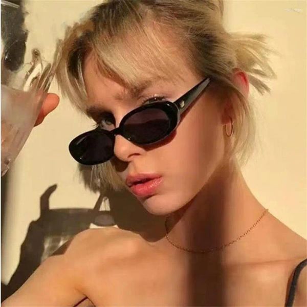 Óculos de sol Anti-UV Óculos Retro Oval Mulheres 'Europeu e American Fashion Star
